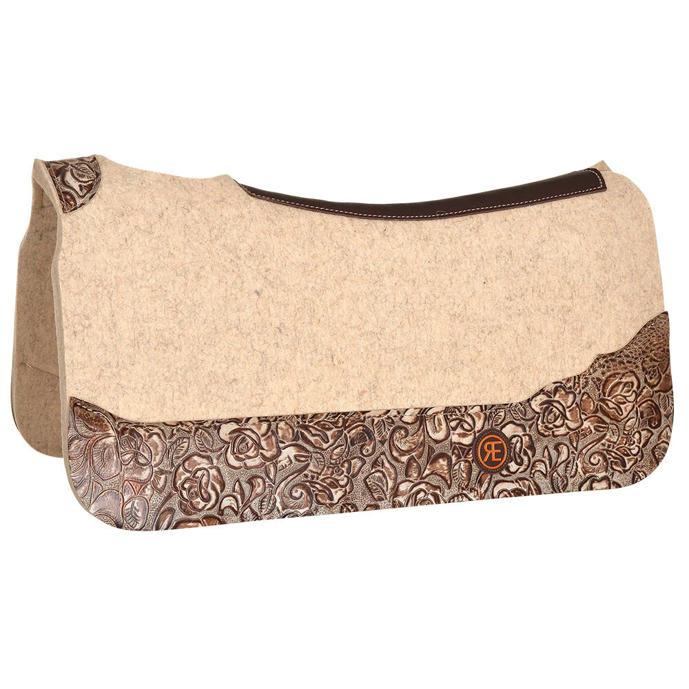 Reinsman 3/4 Inch Apex Performance Contour Felt Saddle Pad With Copper Rose Crocodile Wear Leathers