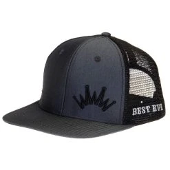 Best Ever Pads Saddle Charcoal Herringbone Black Embroidered Logo Mesh Back Trucker Cap