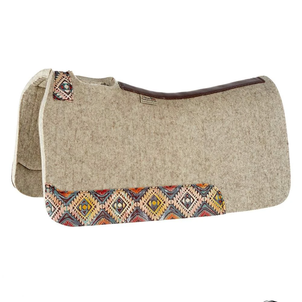 5 Star Equine Products Supplies Inc. 5 7/8in. Natural Barrel Racer Pad W/ Hand Painted Azteca Nativo Wear Leathers 30in.x28in.