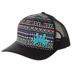 Best Ever Pads Saddle Ladies Aztec Print Turquoise Crown Black Mesh Back Pony Tail Cap