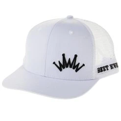 Best Ever Pads Saddle Black Embroidered Crown White Mesh Back Trucker Cap