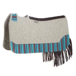 5 Star Equine Products Supplies Inc. 5 The Barrel Racer 7/8 Natural Felt Saddle Pad With Serape And Fringe