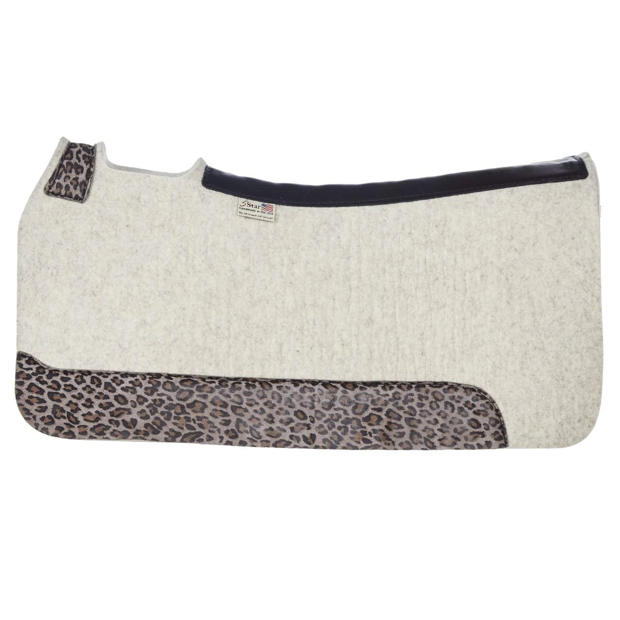 5 Star Equine Products Supplies Inc. 5 The Barrel Racer 7/8 Natural Felt Saddle Pad With Cheetah Wear Leathers