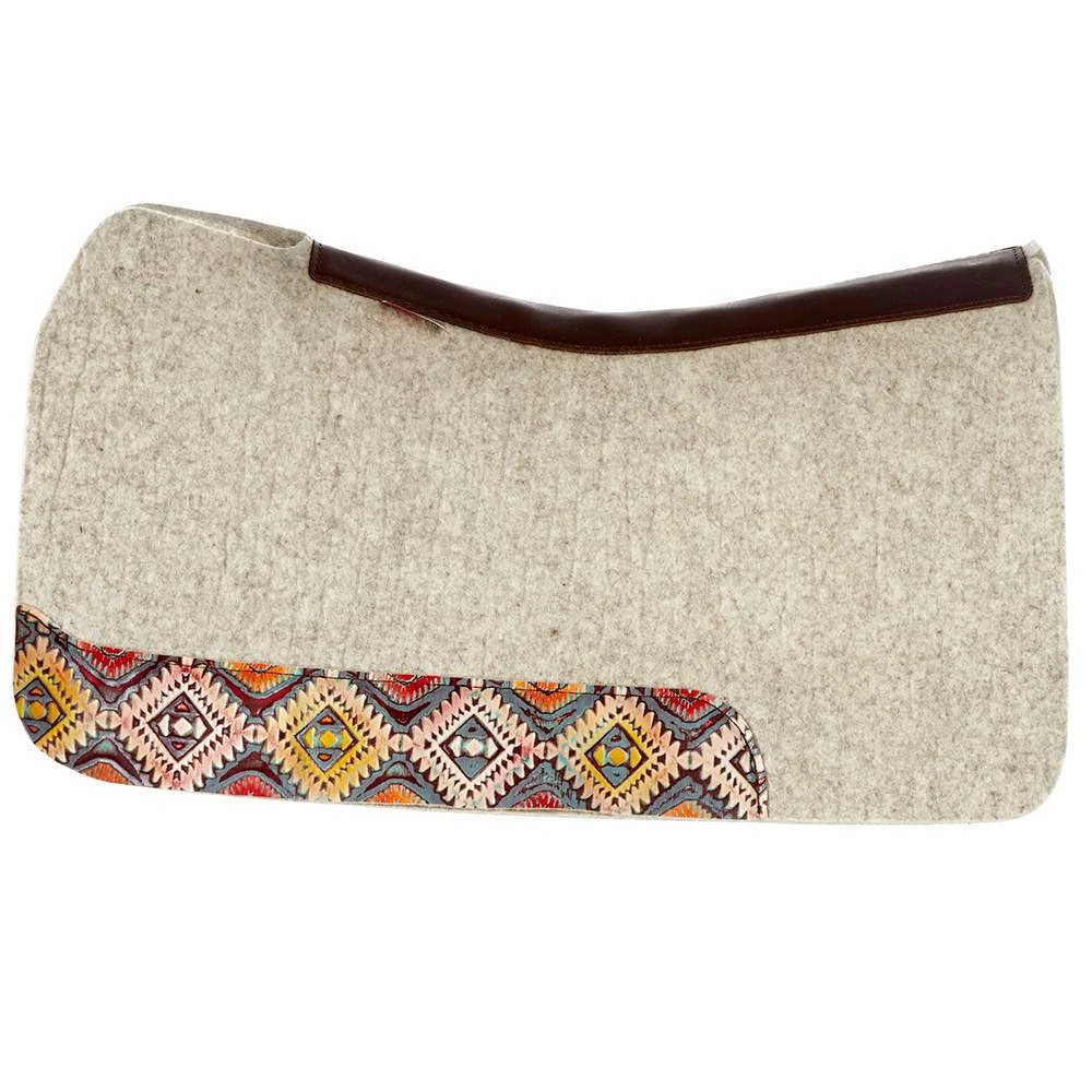 5 Star Equine Products Supplies Inc. 5 7/8in. Natural Flex Fit Barrel Racer Pad W/ Hand Painted Azteca Nativo Wear Leathers - Image 2