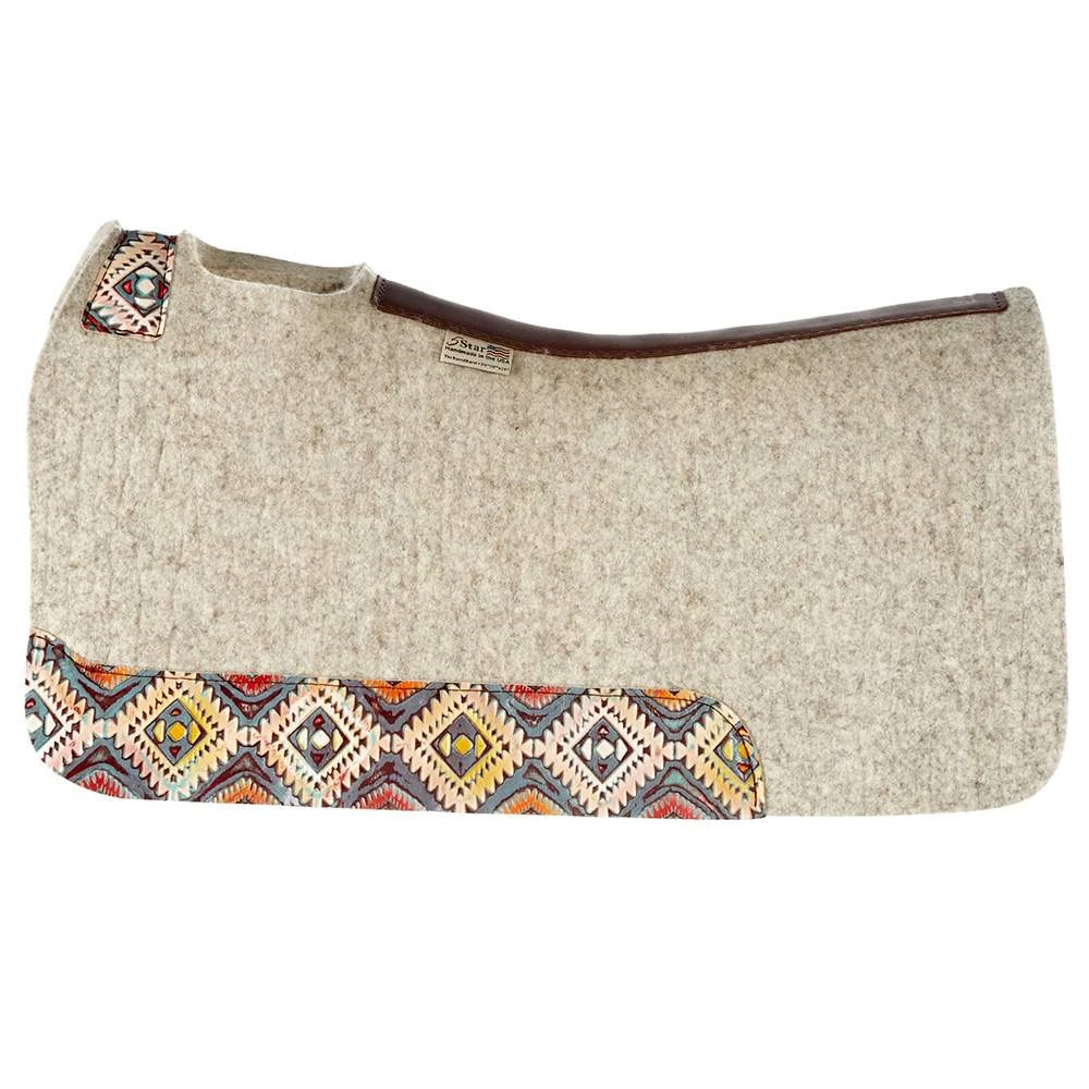 5 Star Equine Products Supplies Inc. 5 7/8in. Natural Barrel Racer Pad W/ Hand Painted Azteca Nativo Wear Leathers 30in.x28in. - Image 2