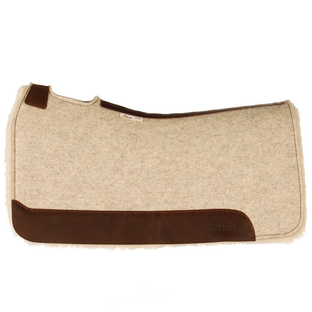 5 Star Equine Products Supplies Inc. 5 The Roper 3/4 Natural Fleece Bottom Felt Saddle Pad - Image 2